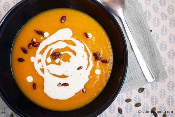 Soupe de potiron Soupe de potiron et crème vanillée